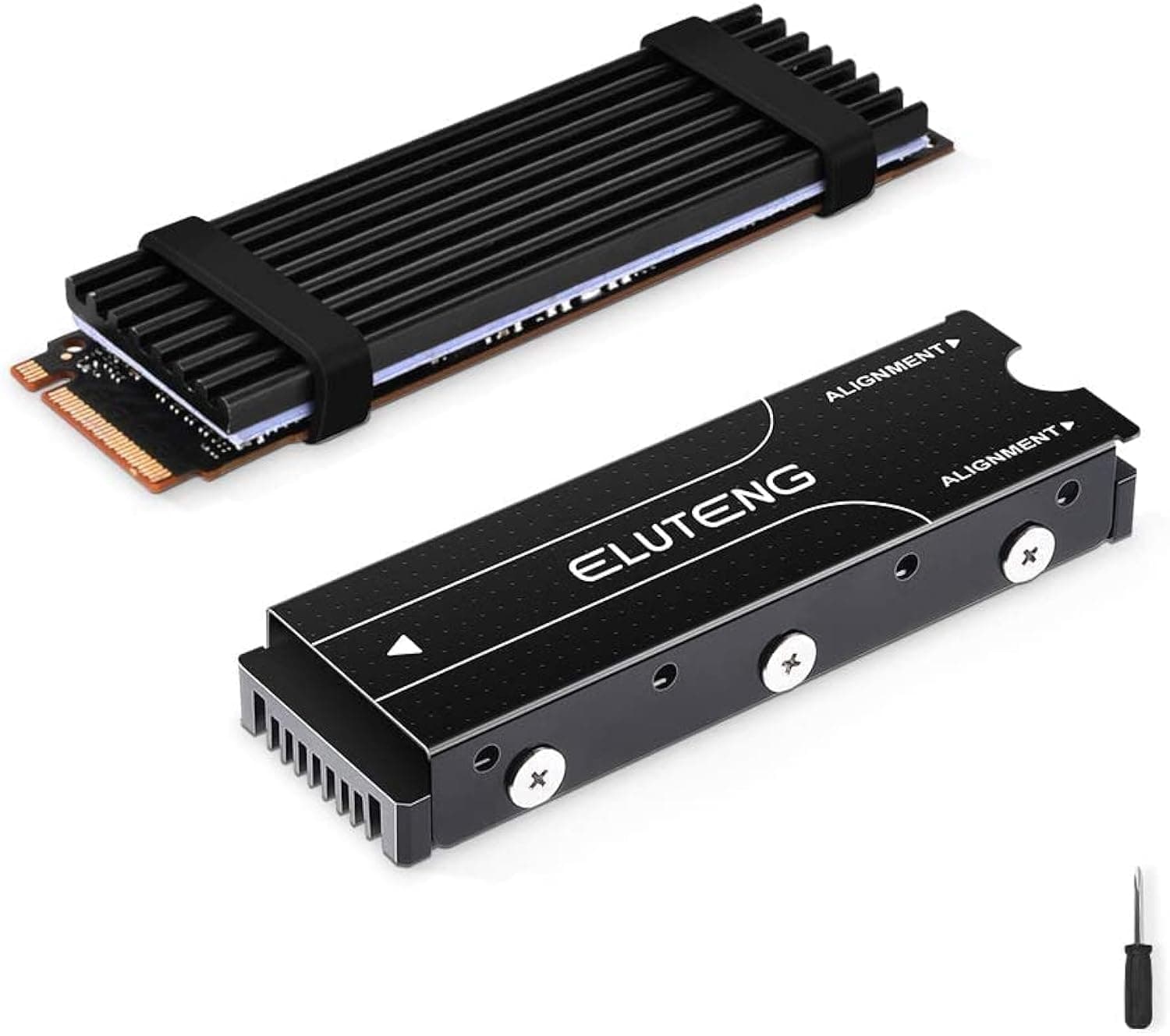 ELUTENG M.2 SSD NVME Heatsink 2280 Support Double Sided M2 SSD Cooling with Thermal Silicone Pads Cooler for PC/PS5/PS5 Slim Internal Storage PCIE NVME or NGFF SATA M.2 SSD Installation