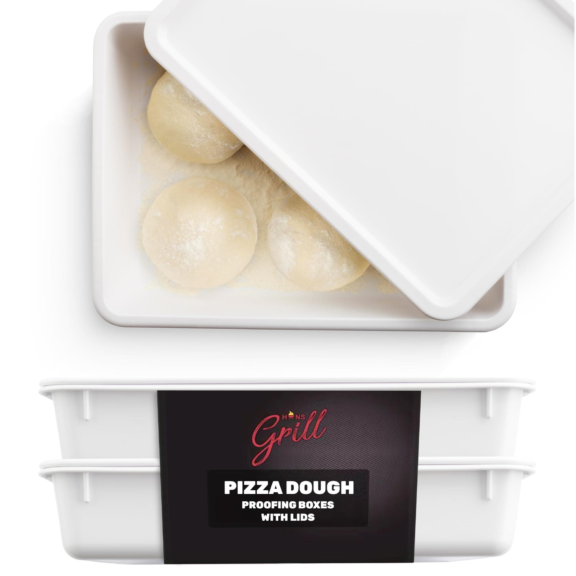 Pizza Dough Proofing Box - Pack of 2 Stackable BPA-Free Trays with Covers - Perfect as a Bread Proofing Box and Dough Container - Premium Quality Pizza Storage Container (2 Pack Large)