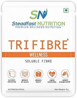 - Steadfast Nutrition Tri Fibre Clear Soluble Fiber Supplement for Healthy Gut & constipation Relief Gluten Free (Unflavoured 30 Sachets, 240g)