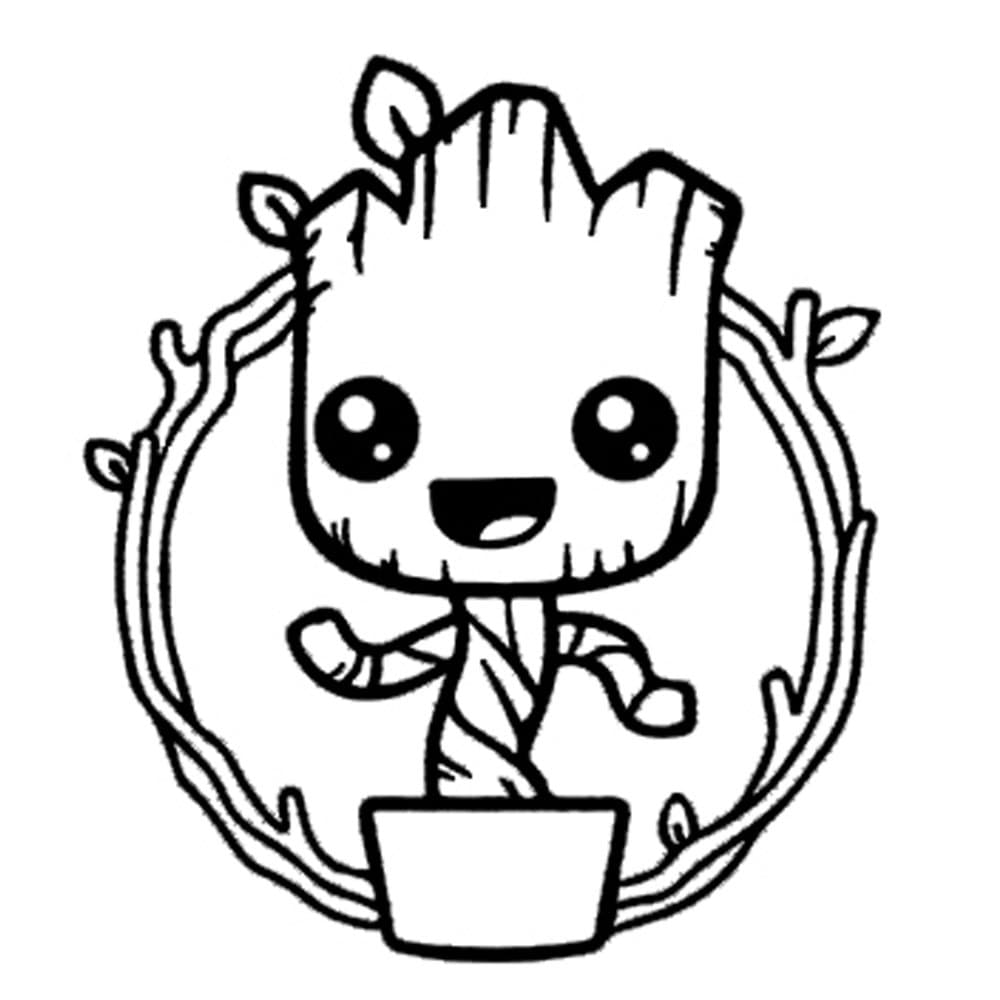 Basic Vinyl - Baby Groot - Vinyl Decal Wall Art (5 inch wide, Matte Black)