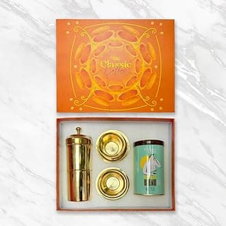 Cothas Coffee Classic Gift Pack | Contains Speciality Blend 200gm | 1 Brass Filter | 2 Brass Davara Set