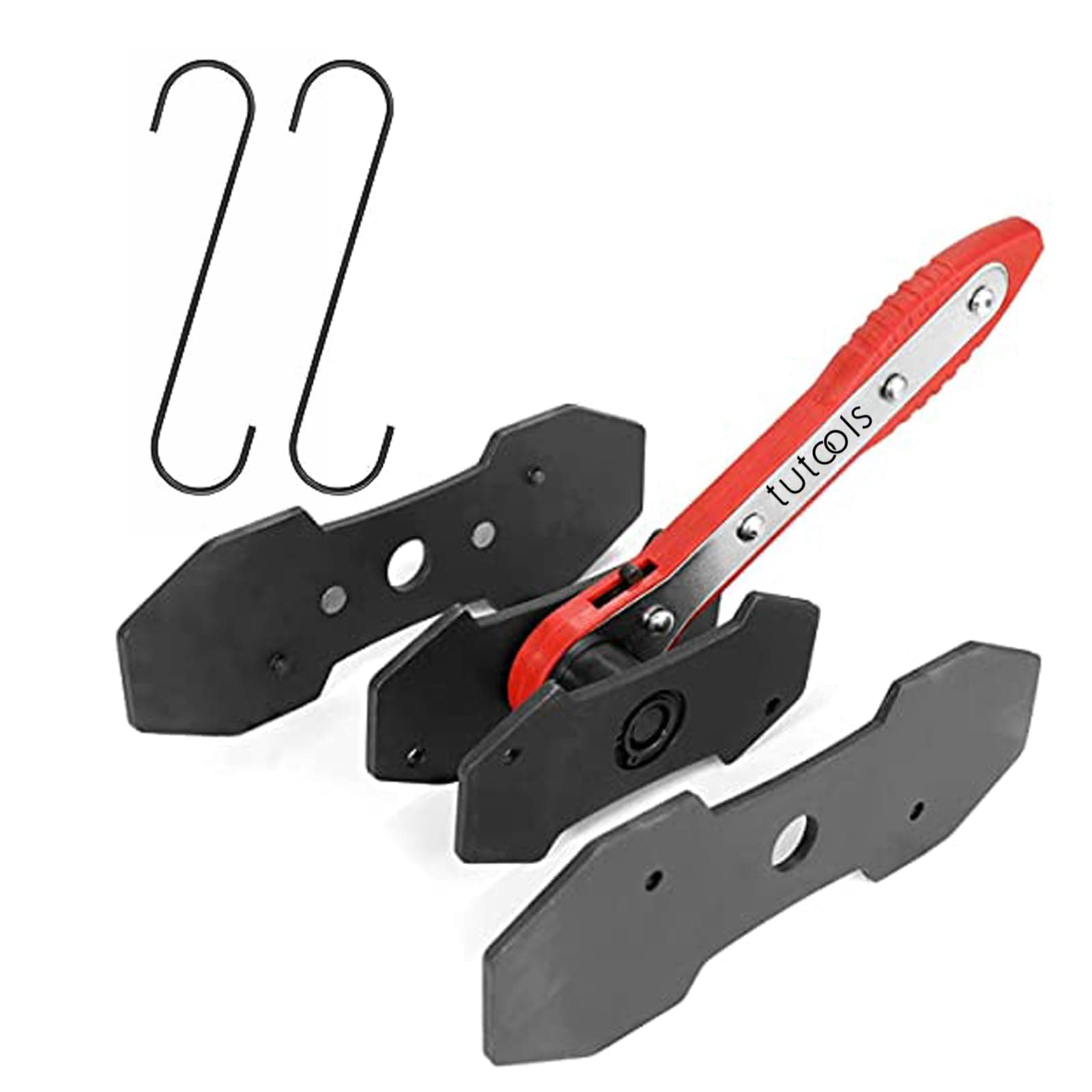 Brake Caliper Press, Caliper Piston Spreader, Brake Tools,Brake Caliper Piston, Brake Caliper Press Ratchet with 2 Extra pcs Steel Plates, Red