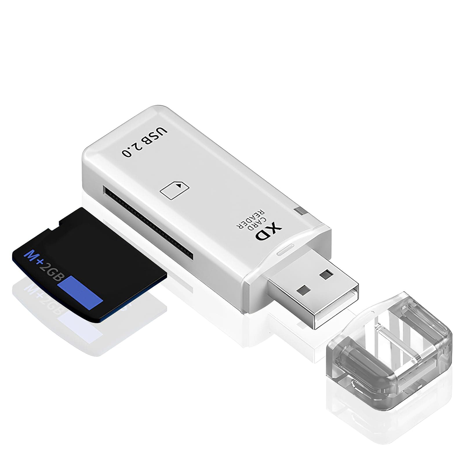 USB XD Card Reader For Fuji and Olympus Cameras USB 2.0 SDXC Camera Memory Card Reader Adapter Up to 480MBs Easy to Read XD Picture Card Reader, Supports Windows + Mac, White