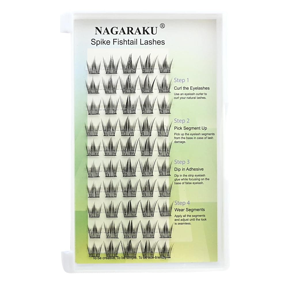 NAGARAKU Selfgrafting Segmented False Eyelashes 0.07mm Individual Cluster Eyelashes Premade Fans For DIY Eyelash Extensions at Home 11-12-13mm Mix Lenght - Fishtail Manga Eyelashes