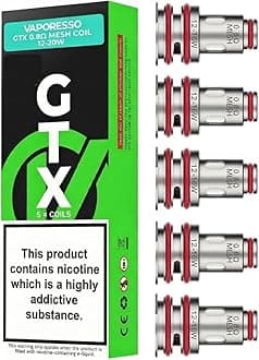 VAPORESSO GTX Replacement Coils 0.6 Ohm [Pack of 5] - Mesh Build Sub Ohm Coils, Enhanced Flavour and Vapour, Compatible for LuxeXR/LuxeXRMax/LuxeXPro/LuxeX2/ArmourG/ArmourGS Kit, No Nicotine