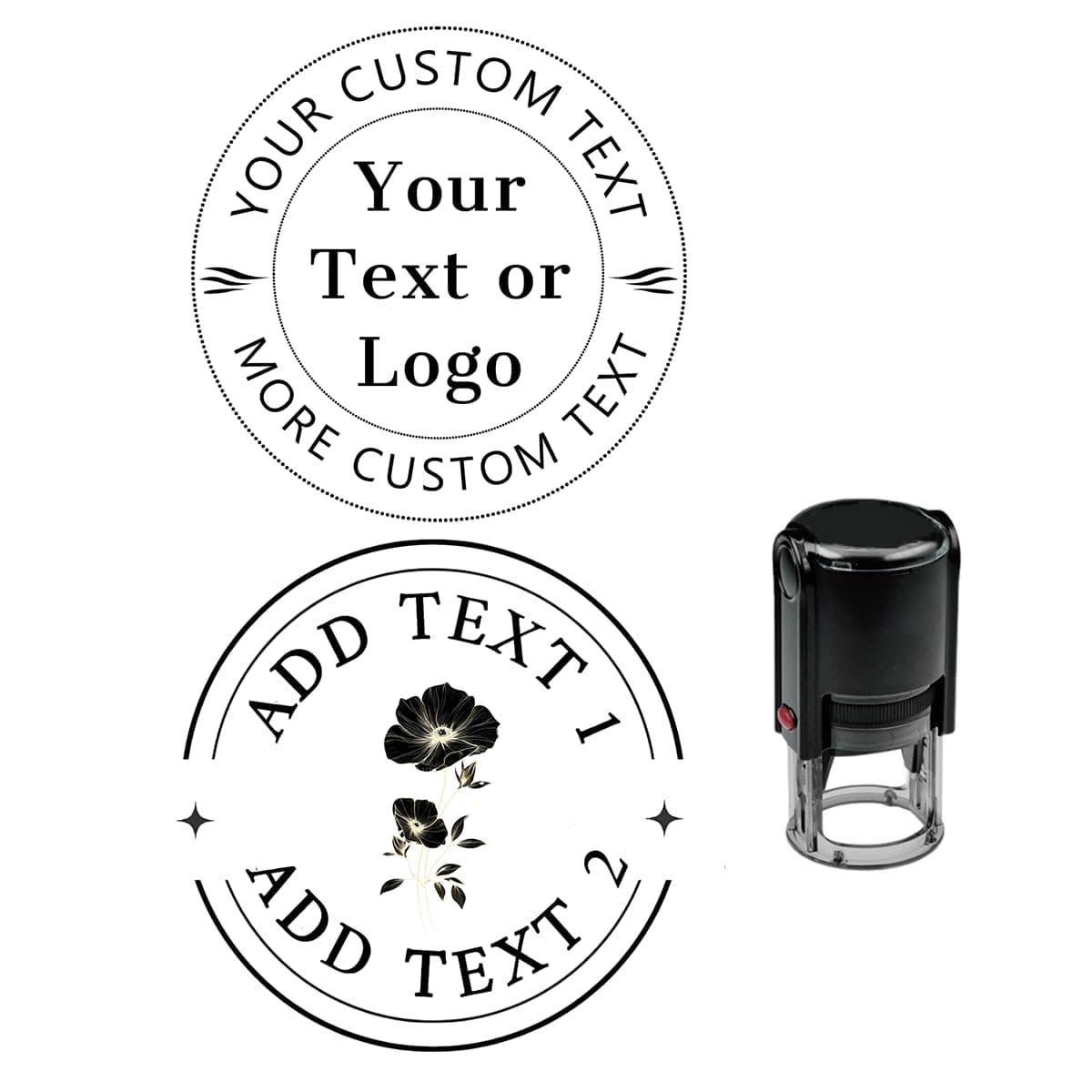 Personalized Logo Stamp Custom Image Self Inking Stamper Round Large or Small Customized Business Logo Text Stamps Multiple Frames Options