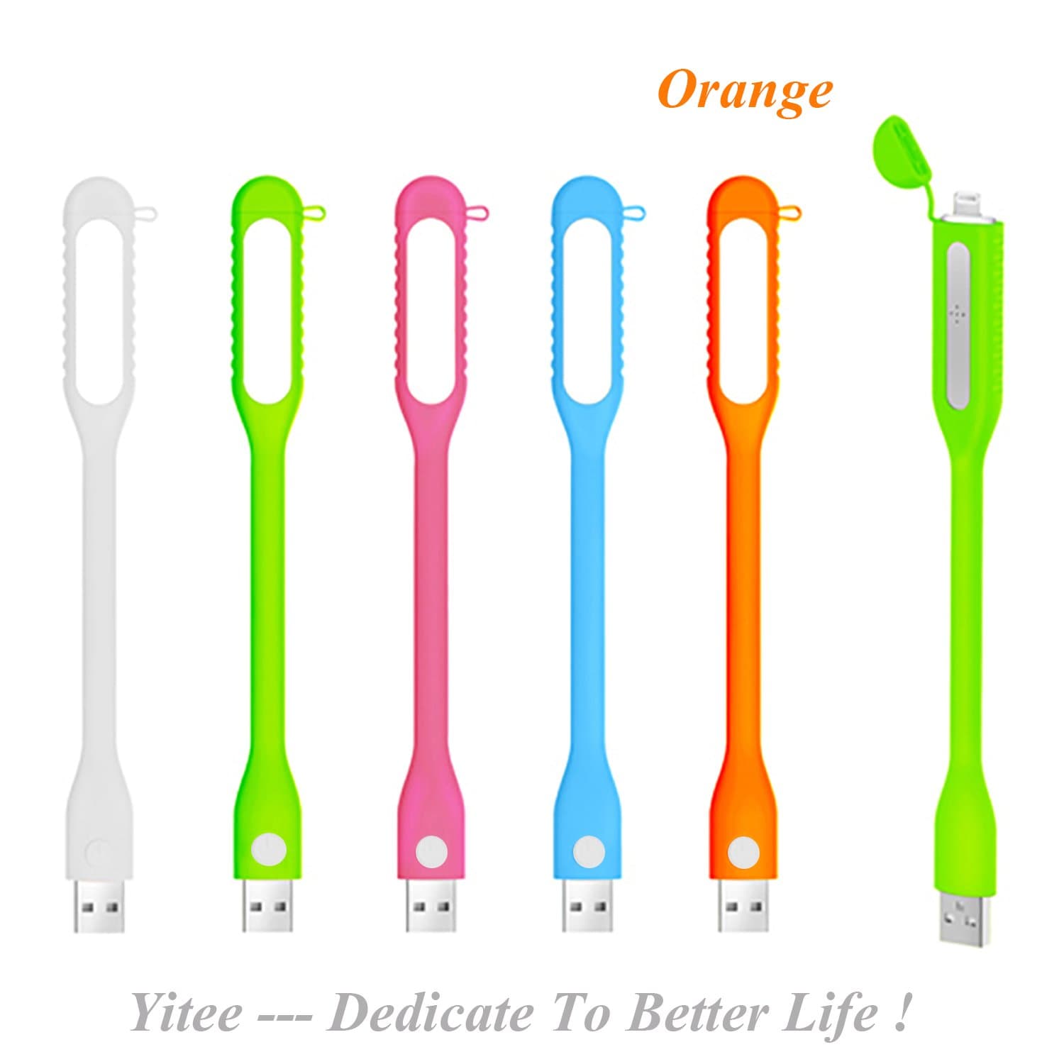 Laptop USB Light For Reading - Keyboard Light for Laptop with Charging Port Compatible iPad iPhone 5/5C/5S/6/6 Plus - Best USB Computer Led Light - Mosquito Repellent Lights! (Orange)