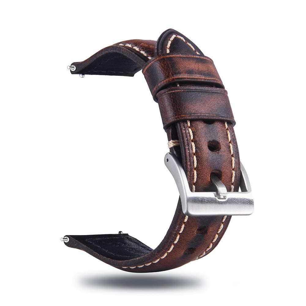 BerfineQuick Release Retro Leather Watch Band,Vintage Pull-up Leather Watch Strap