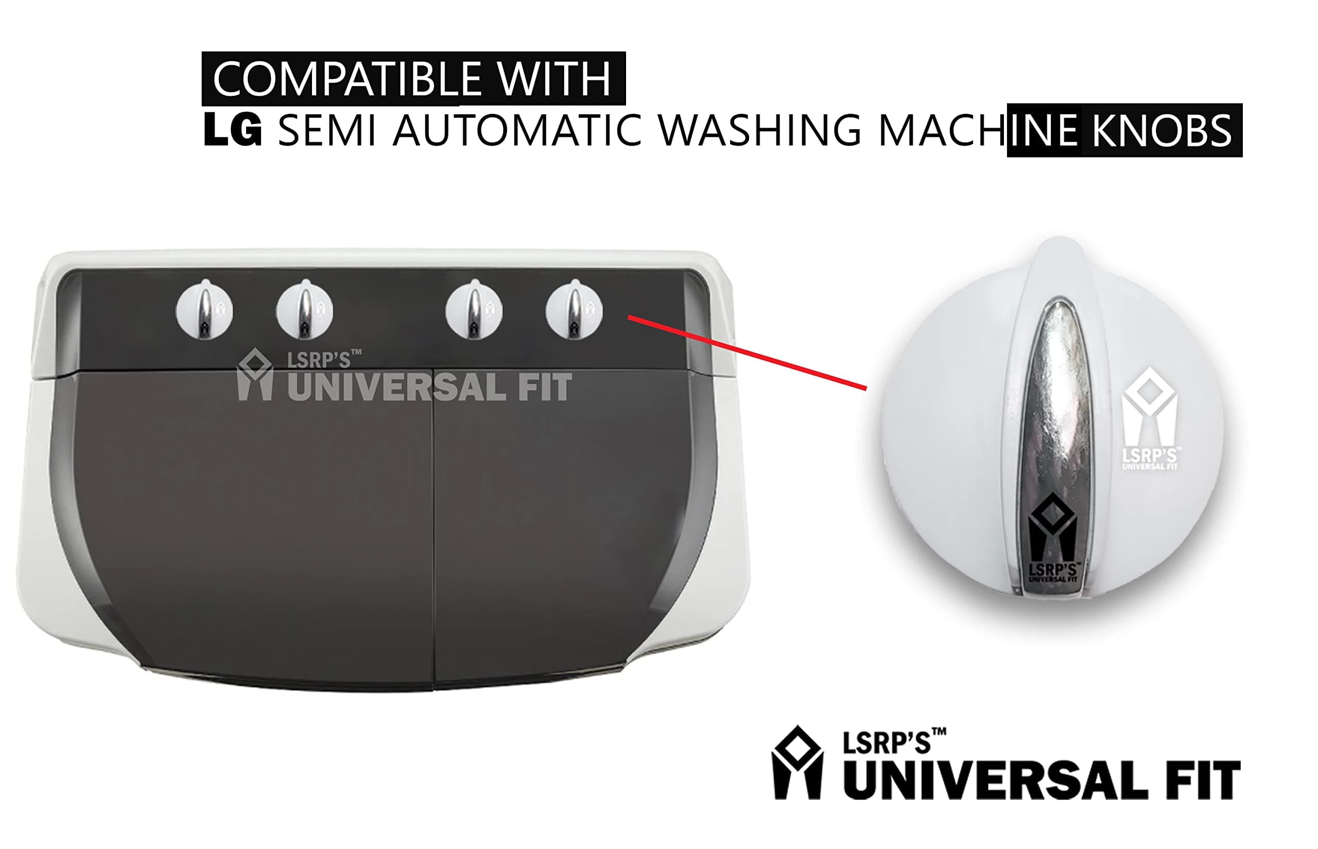 LSRP’S Universal Fit Knob Compatible for LG Semi Automatic Washing Machine Knob/Drain Switch Nob/Timer Knob/Washing Machine Accessories/Spare Parts/Wash Timer Knob (Pack of 3 knobs, 3)