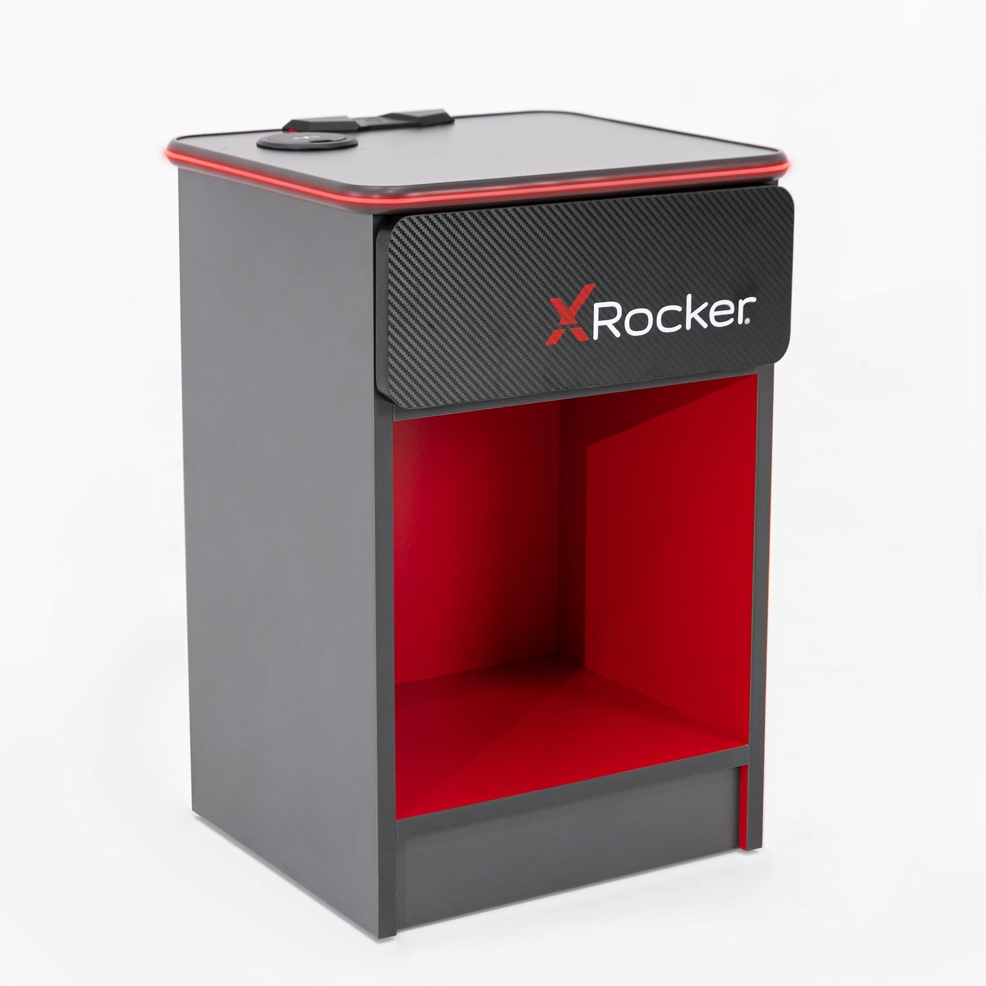 X Rocker Carbon-Tek Gaming End Table, Gray/Red