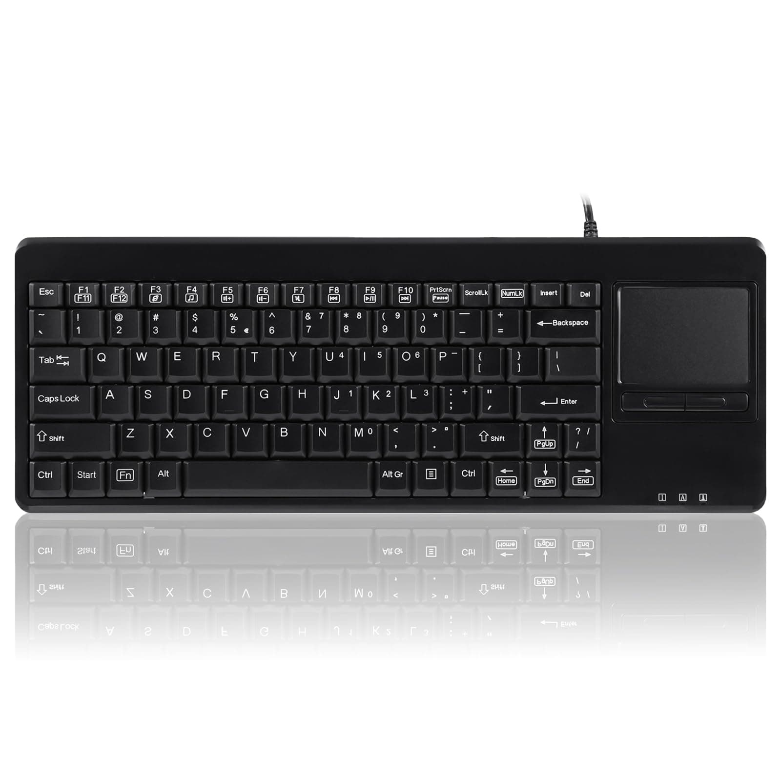 PERIBOARD-515H Compact USB Keyboard with Built-in Touchpad & Dual USB 2.0 Hubs – 81-Key Rack-Mount Design for 19" Drawers, Kiosks & Industrial PCs