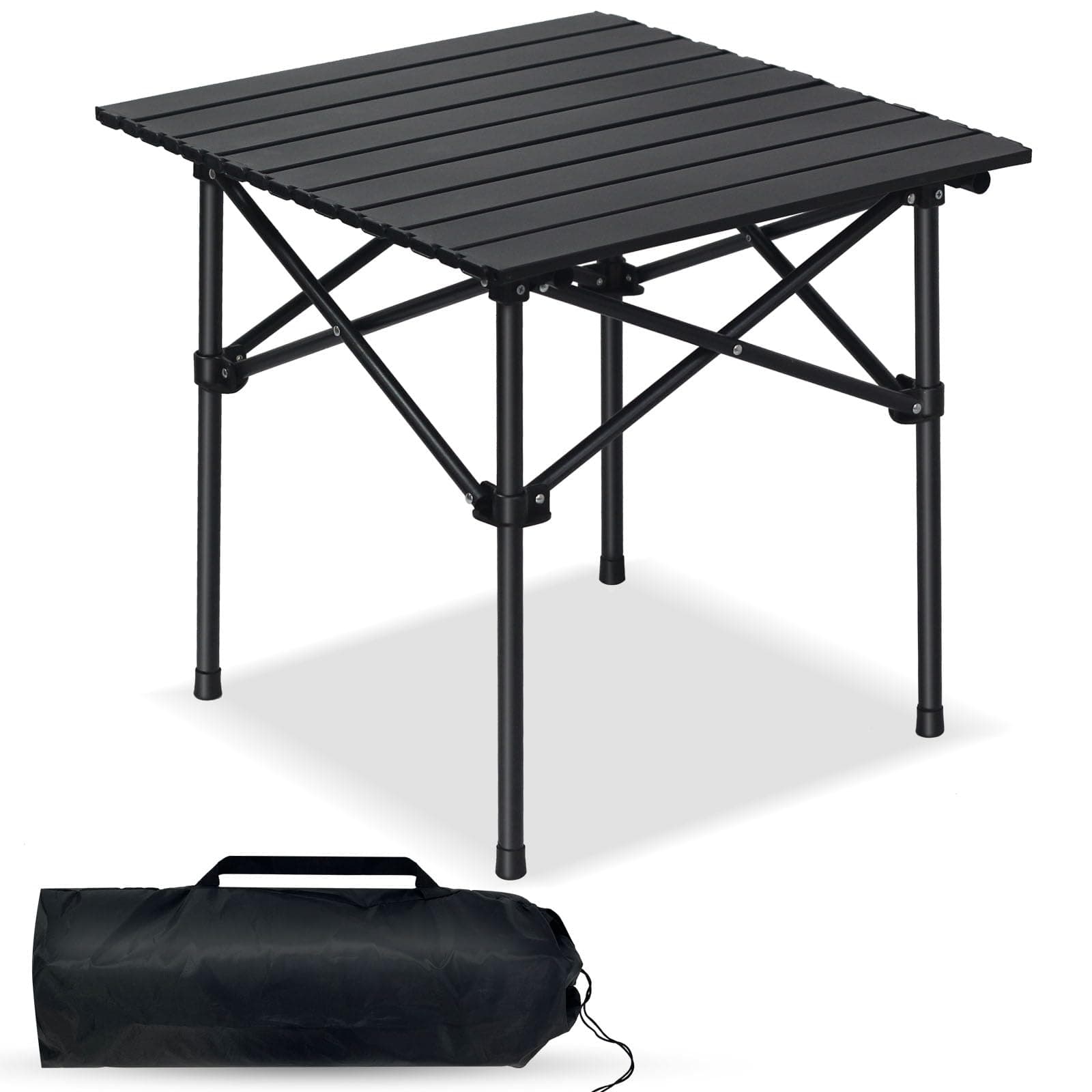 Outdoor Camping Folding Table，Lightweight Folding Table with Aluminum Table Top and Carry Bag, Easy to Carry, Perfect for Outdoor, Picnic, Cooking, Beach, Hiking, Fishing（53×51×50cm）
