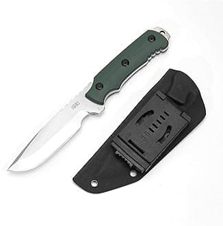 KHU Fixed Blade Knife Tactical, Hunting Knife Survival Knife D2 Steel G10 Handle, Outdoor Hunting Camping Accessories Camping Gear With Kydex Sheath (Green-16A)