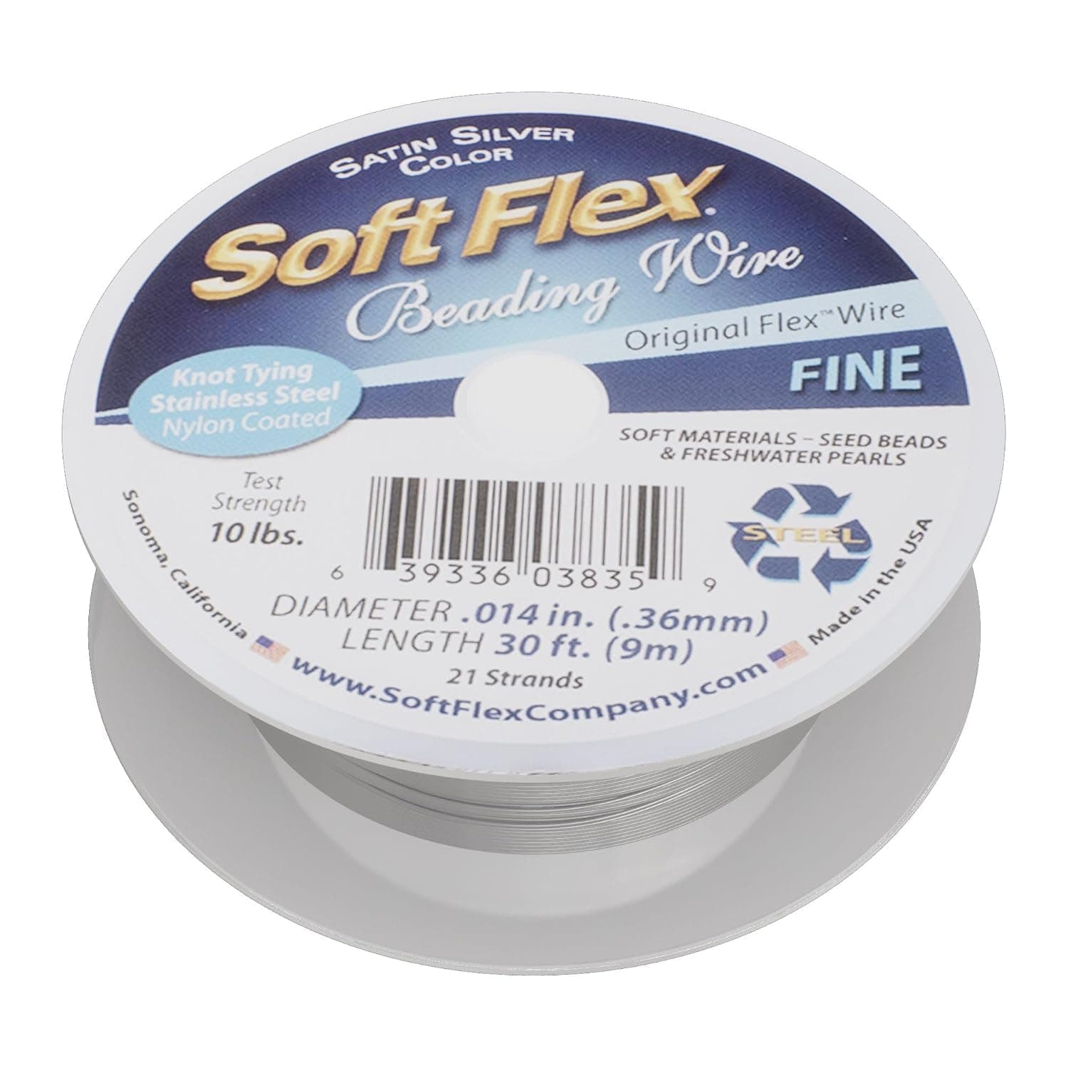 Soft Flex Wire 21-Strand, 0.014-Inch Diameter, Satin Silver