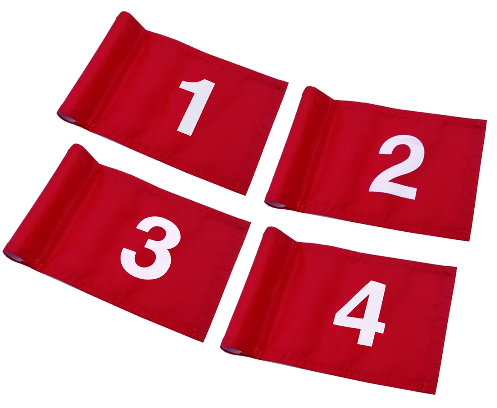 Numbered Solid Golf Flag with Tube Inserted,8” L x 6”H Mini Putting Green Flags for Yard Indoor Outdoor Backyard Garden, 420D Nylon Mini Pin Flags(Red Flags 4 Sets #1,2,3,4)
