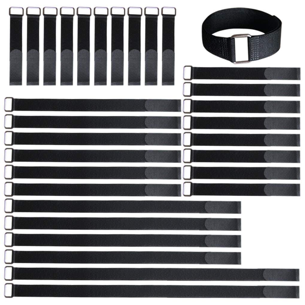 8"12"18"24"30" Hook and Loop Fastening Cable Strap - 30 Pack Reusable Nylon Extend Securing Strap - Adjustable Cinch Strap with Buckle