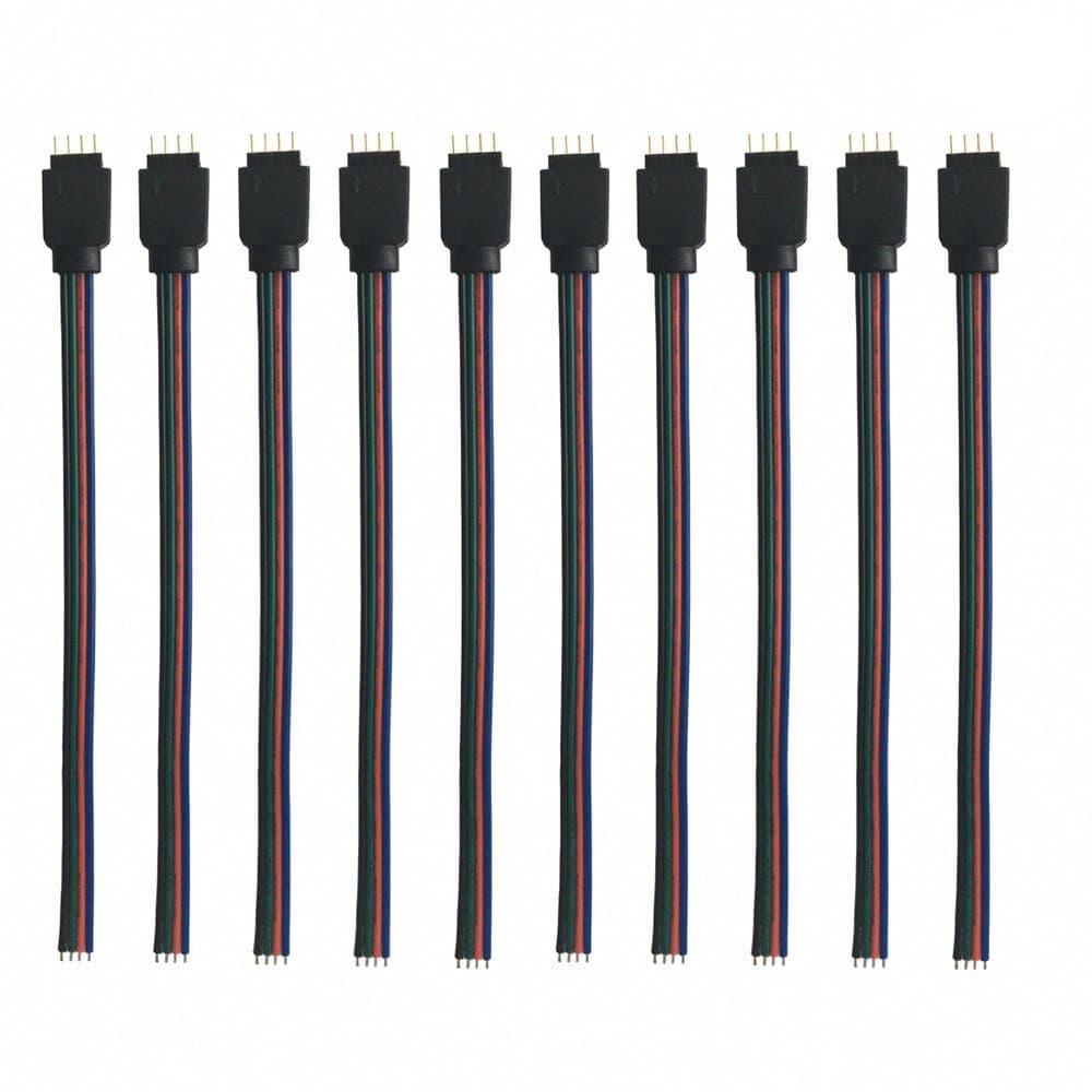 10 pcs/Pack 5.9 inch / 150 mm 4 Pin RGB LED Strip Lights Extension Cable Connector，4 PIN RGB Male and Female Connector Wire Cable for 3528 5050 SMD LED Strip