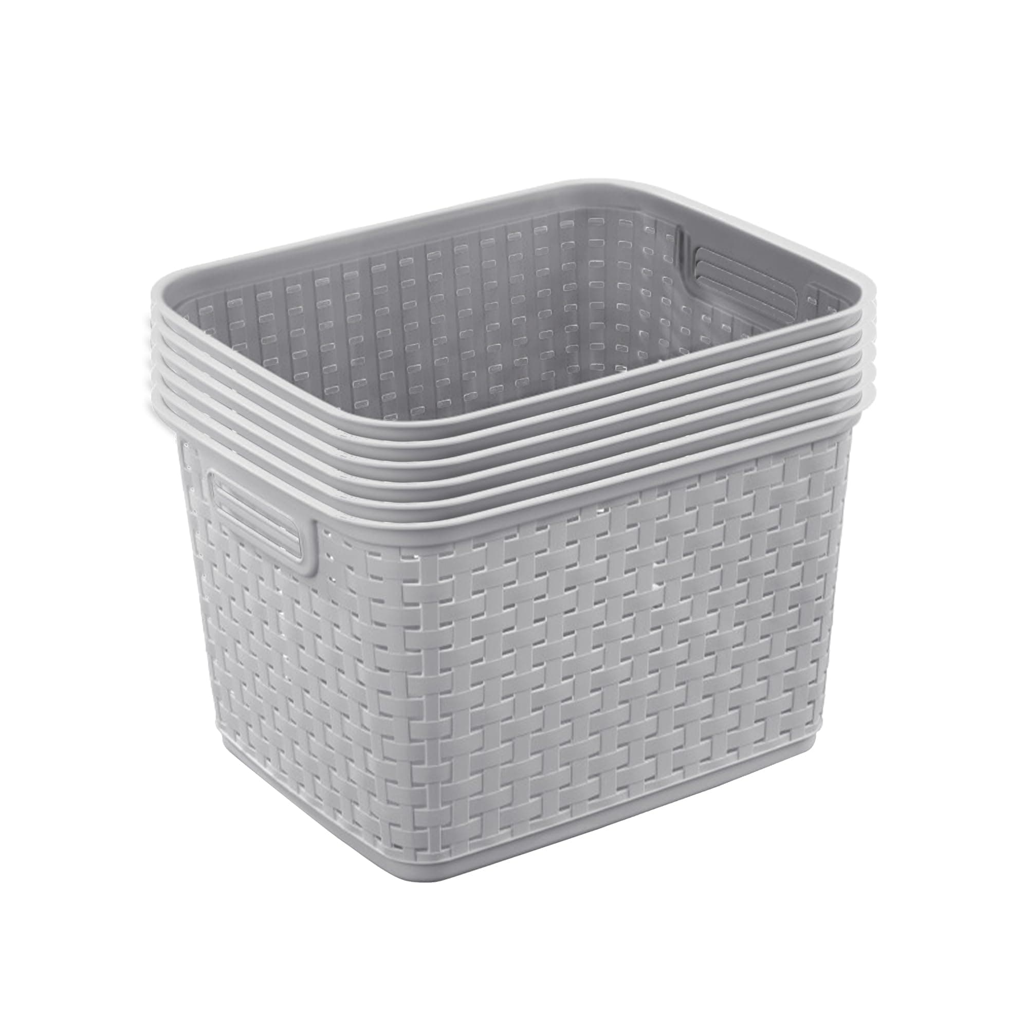 12736A06 Tall Weave Basket, Cement, 6-Pack