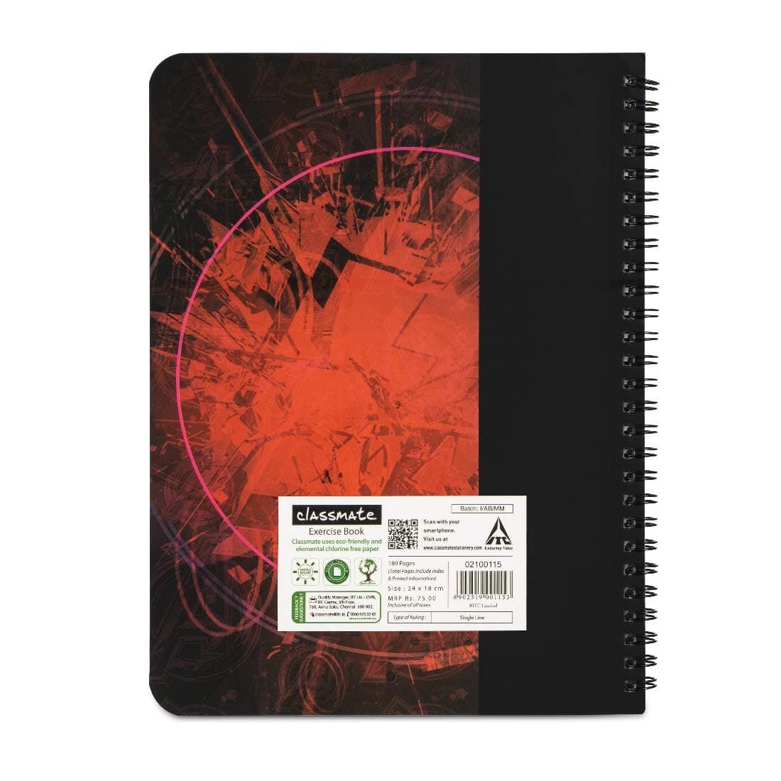Classmate Pulse Spiral Notebook - 240 Mm X 180 Mm, Soft Cover, 180 Pages, Unruled & Classmatepulse Notebook - Single Line, 180 Pages, Spiral Binding, 240Mm X 180Mm