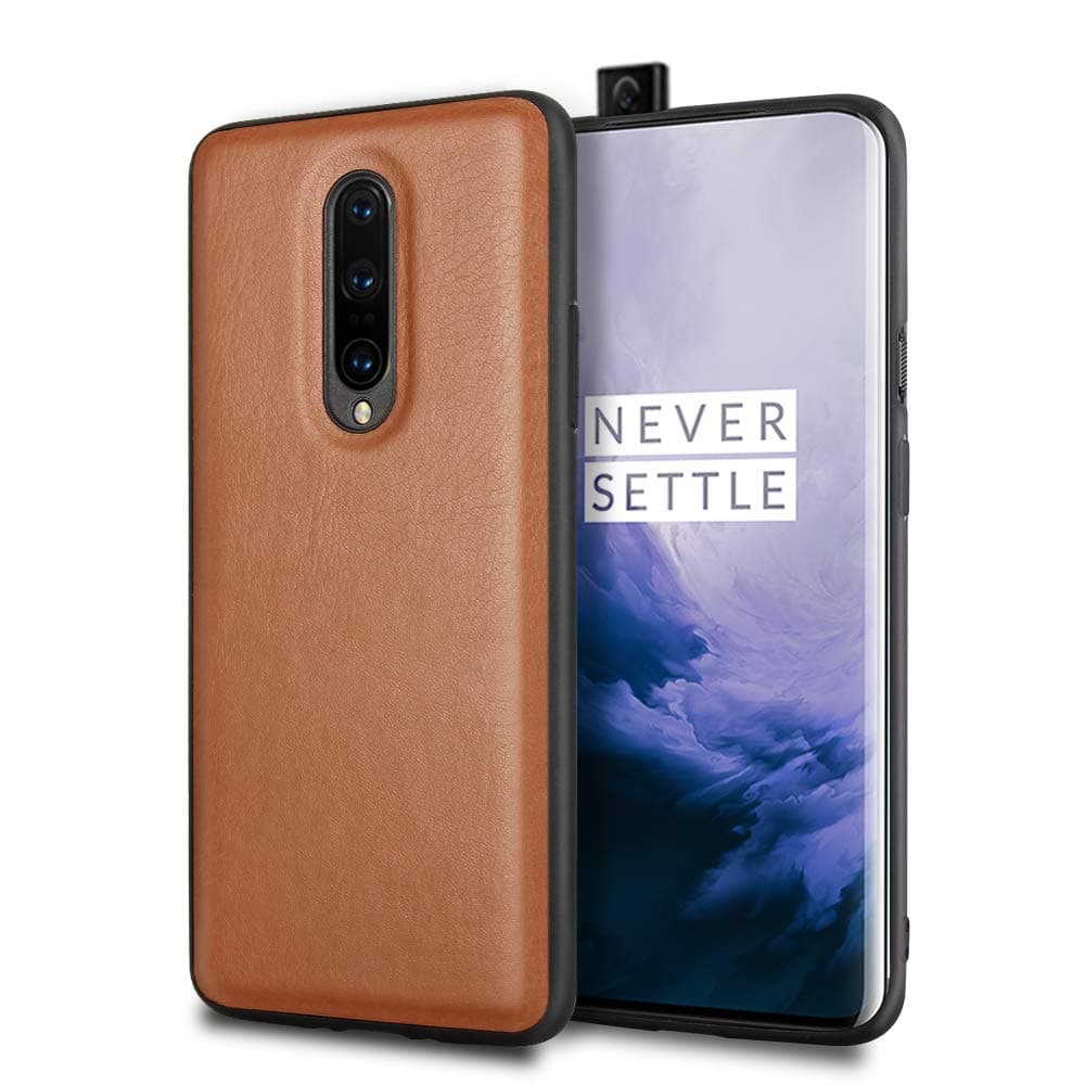 wopin OnePlus 7 Pro Case One Plus 7 Pro Premium Leather Case Anti-Slip Scratch Resistant TPU & PC Case Brown Color for 1+ Pro