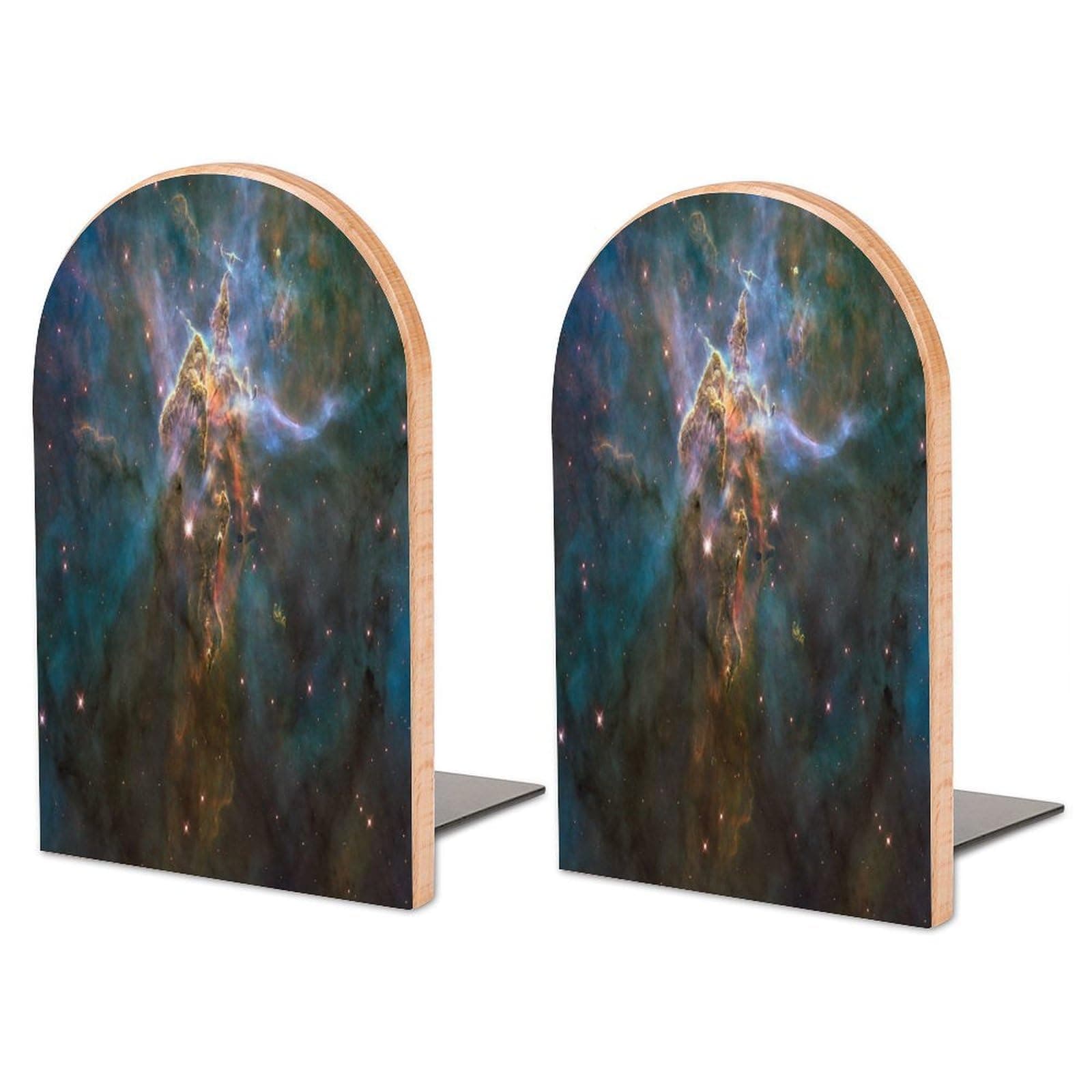 Storage Bookshelf, Nebula Science Fiction 2 Sturdy Thickened Bookends s Wooden Storage Bookshelf, Suitable For Home, Office, Study Room, School, Library