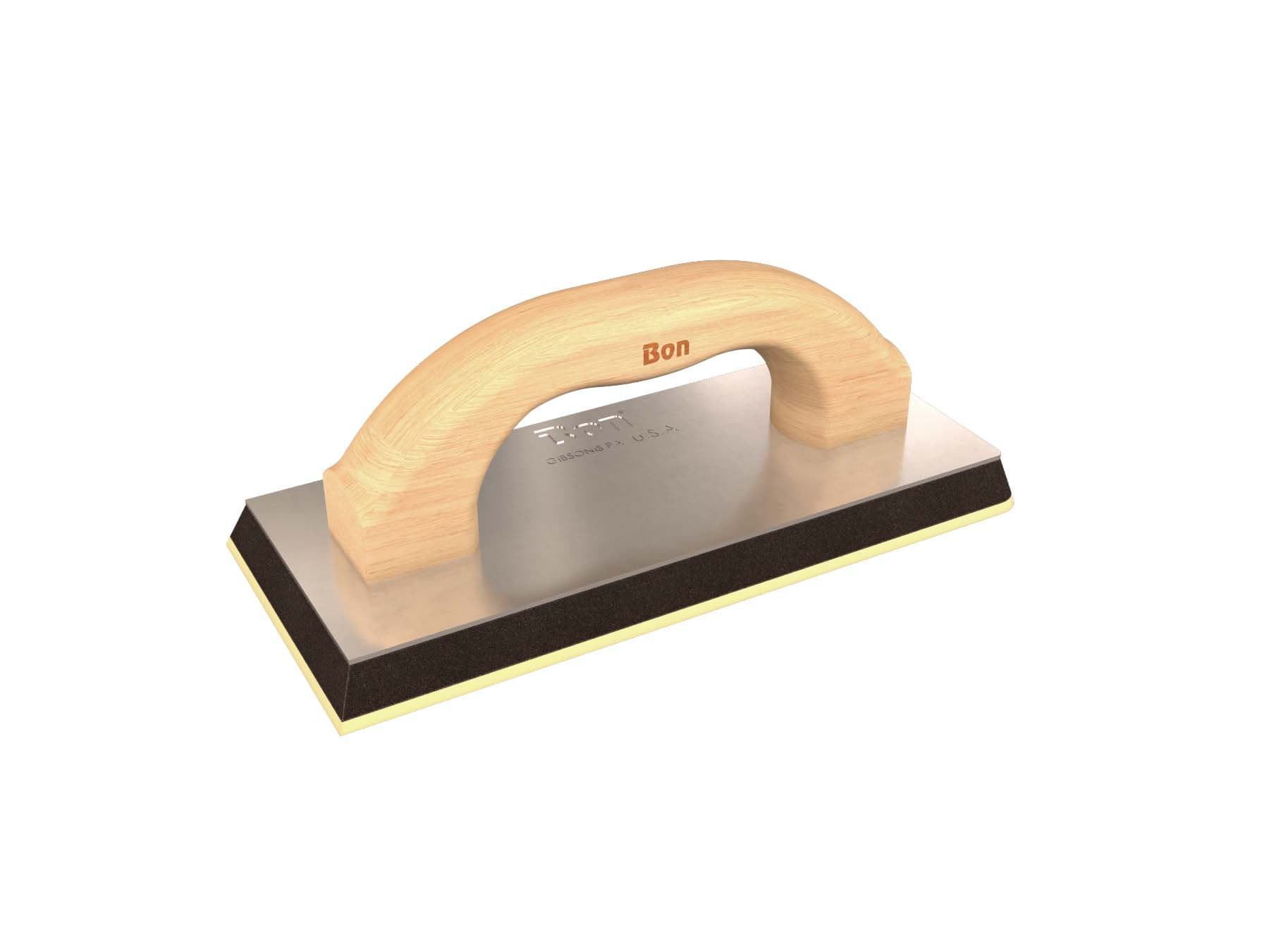 Bon Grout Float 9 in. x 4 in. x 5/8 in. with Wood Handle, Aluminum Backing, Beveled Edges, and Rounded Corners for Tile and Grout Application