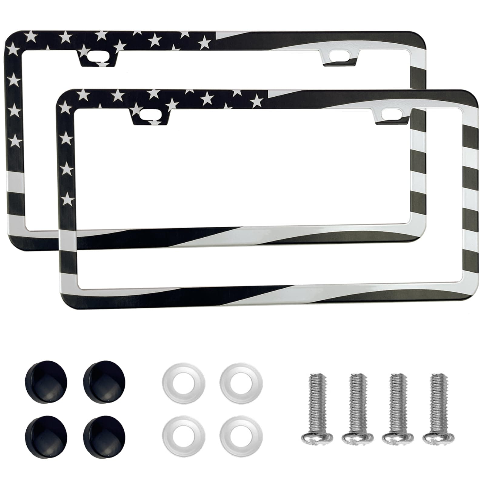 2PCS Black Flag License  Plate Frames