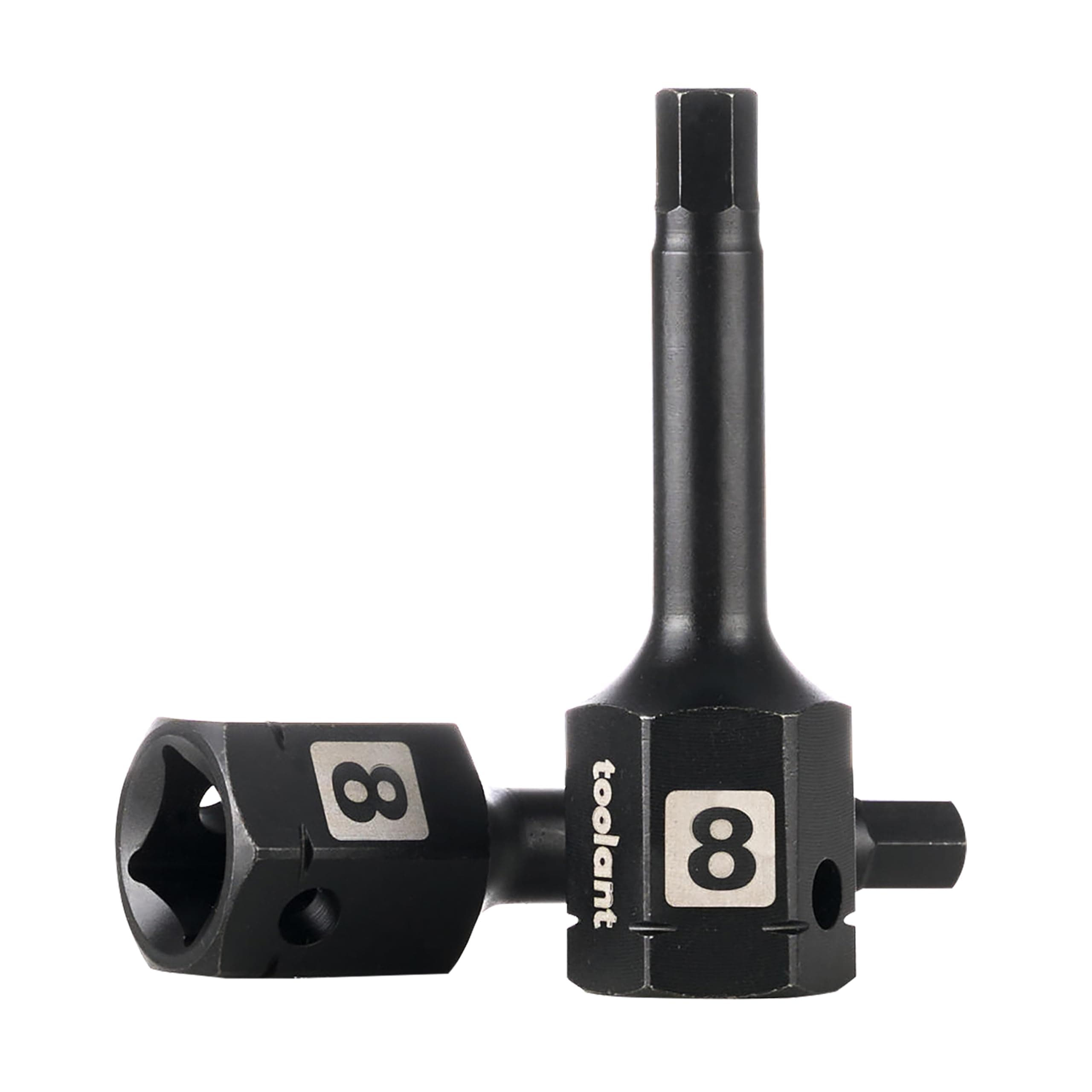 toolant 1/2" drive 8mm impact hex bit socket set 2PCS, Hex Drive, S2 Steel Air Drive Allen Socket set,Impact Grade，Anti-Roll Design