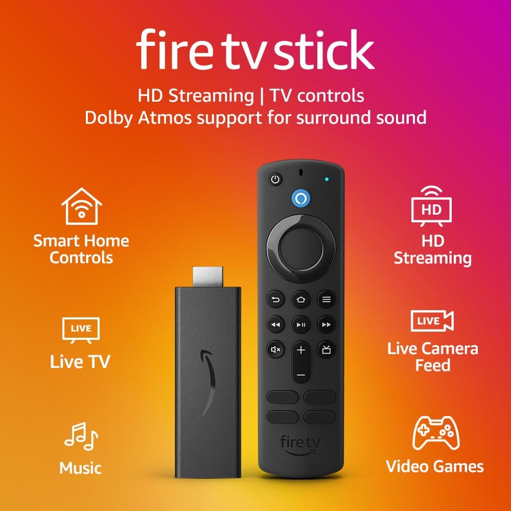 Amazon Fire TV Stick, Alexa Voice Remote, TV controls and access to hundreds of thousands of films and TV episodes