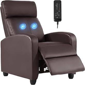 Recliner Chair Massage Chair Reading Chair Reclining Sofa Home Theater Seating with Lumbar Support Massage and Padded Backrest for Living Room and Bedroom (Leather, Brown)