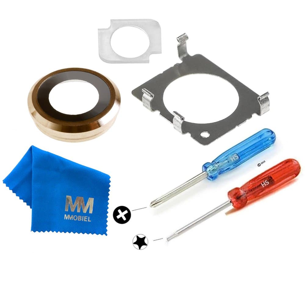 MMOBIEL Back Rear Camera Glass Lens Replacement Compatible with iPhone 6 / 6s Incl. Double Sided Adhesive, Tweezer and Cloth - Gold