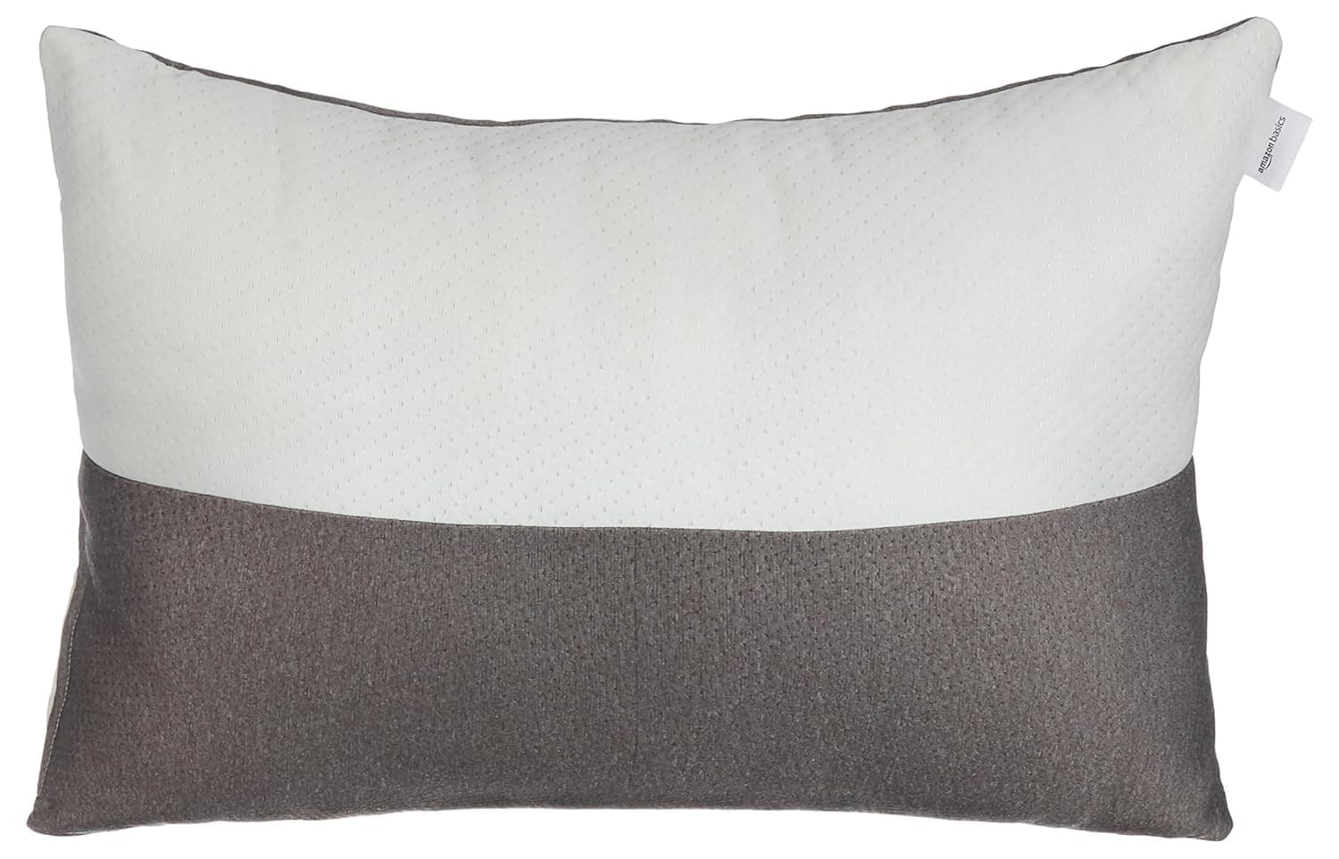 amazon basics Hollow Fiber Sleeping Pillow with Zip | Soft and Fluffy | Premium Soft Spun Polyester Outer Cover | Adjustable Height | White and Brown - 27 x 16 inch (Pack of 1)