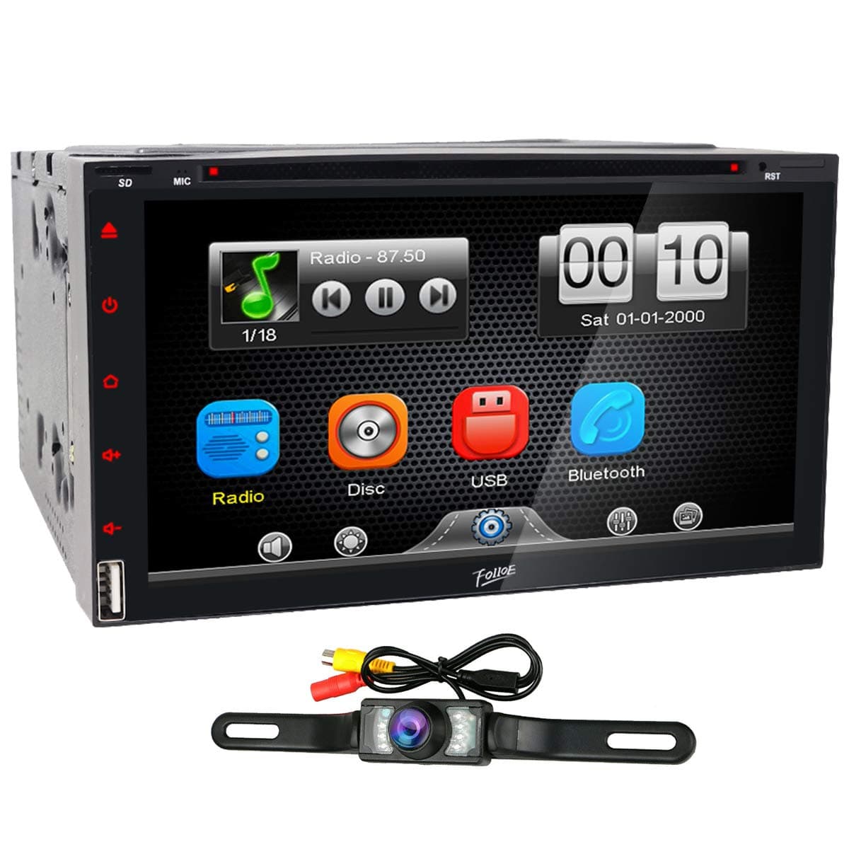 7 Inch Touchscreen Double 2 Din Car Stereo DVD CD Player - Bluetooth, USB, FM, RDS