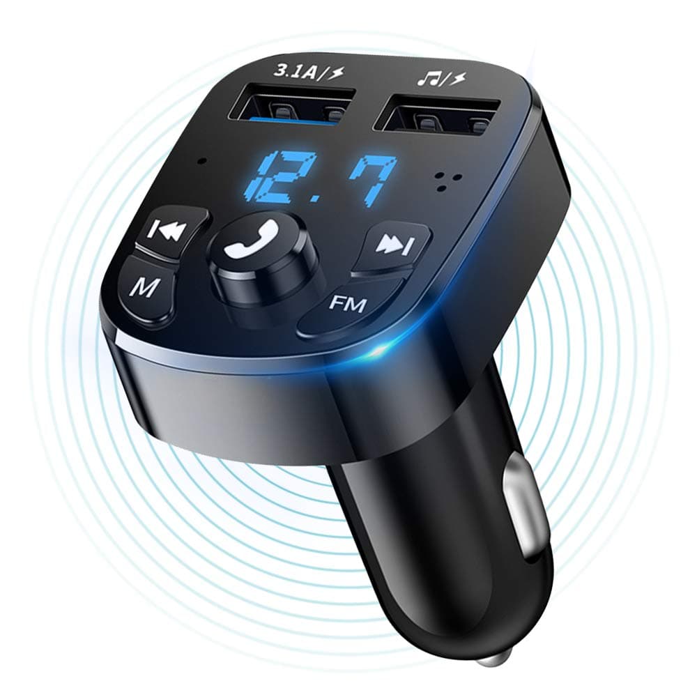 Car Wireless Bluetooth FM Transmitter for Car, USB, TYPE C, Bluetooth FM Transmitter for Car, Car Charger Dual USB Charging, Hands-Free Calling, Music Player Supports TF Card & USB Disk.