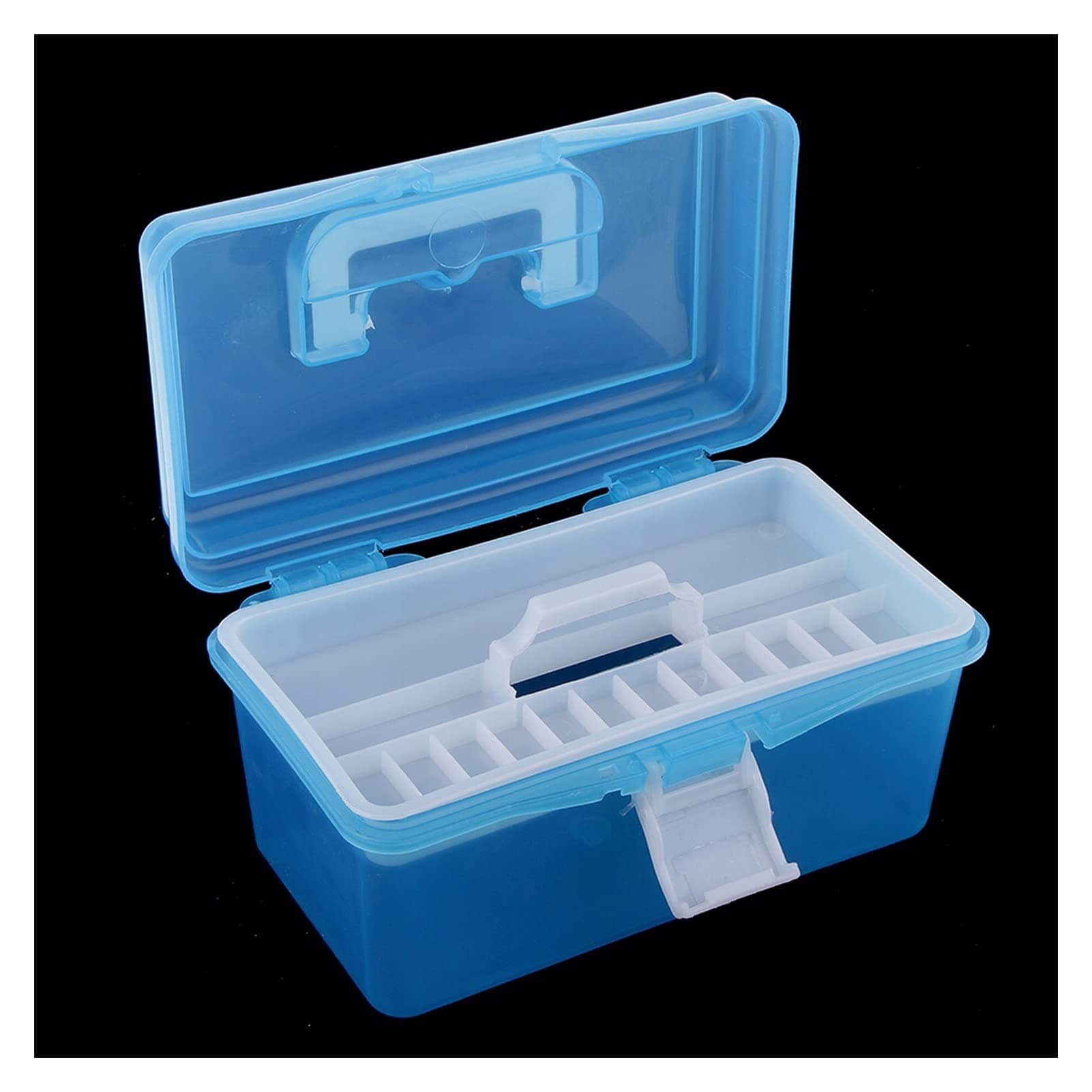 Small Plastic Tool Box Art Supply Craft Storage Case with Semi-Clear Top Lid Handle Tray Multi Purpose Portable Organizer Toolbox Tool Boxes