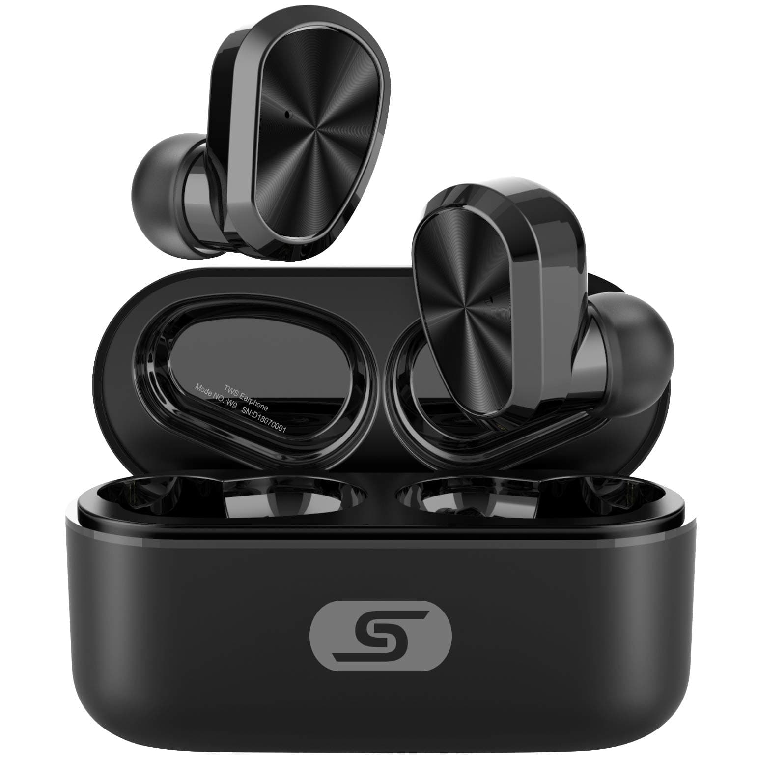 TWS Bluetooth 5.0 Wireless Earbuds Headset SZSAGO W9 True Wireless Earphones for iPhone/Samsung IPX7 Waterproof Smart Bluetooth Headphones Headsets with Patented Intelligent Charging case (Black)