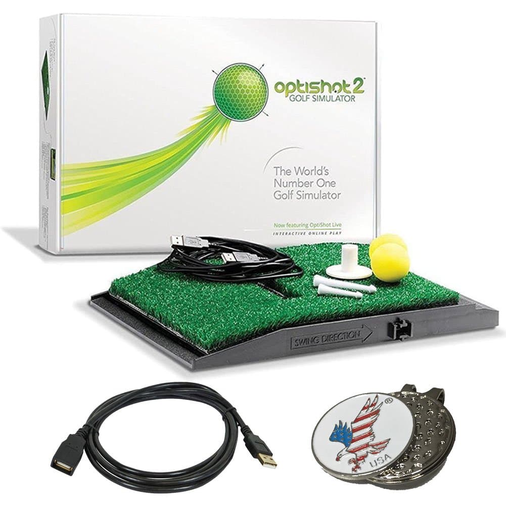 optishot 2 Golf Simulator (Mac & PC) 2017 Model Bundle | Includes Tee Foam Balls, USB Cable, 1 Ball Marker Clip Set and other Options