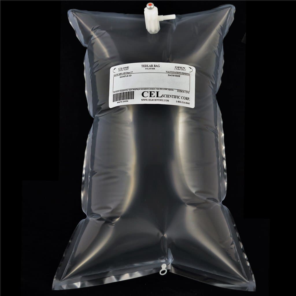Tedlar Bag 5L - Air Sampling - Gas Sampling - PVF Film - Polypropylene Fitting Valve (Pack of 10)