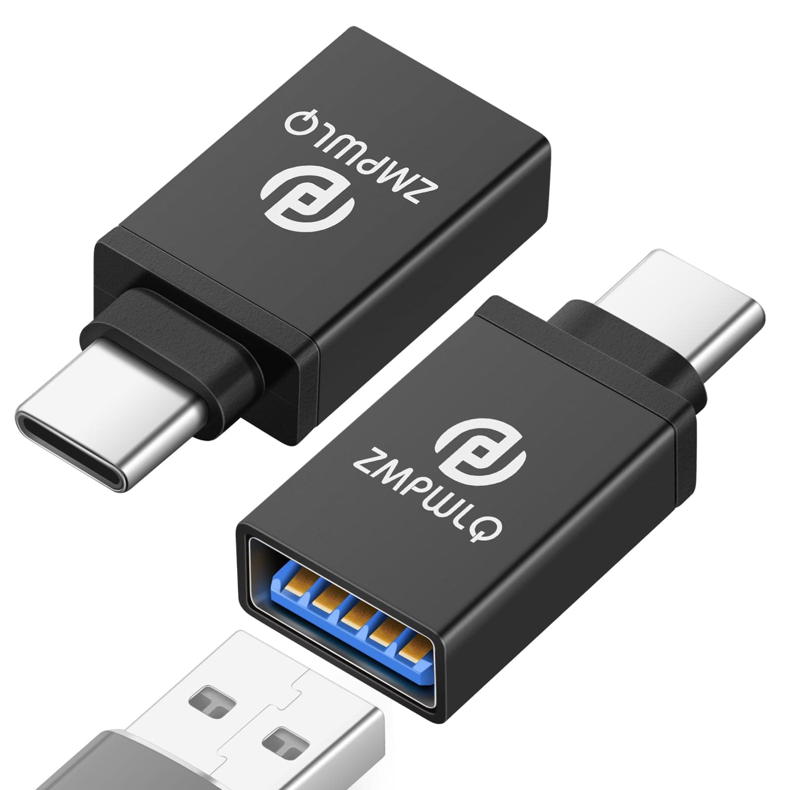 PL ZMPWLQ USB to-USB-C-Adapter 2 Pack, USB 3.0 to USB Type C Adapter OTG-Charger-Cable-Converter, 5Gbps High-Speed USB 3.0 for iPhone 15 Series iPad Mini Pro MacBook Pro Air Android Phone