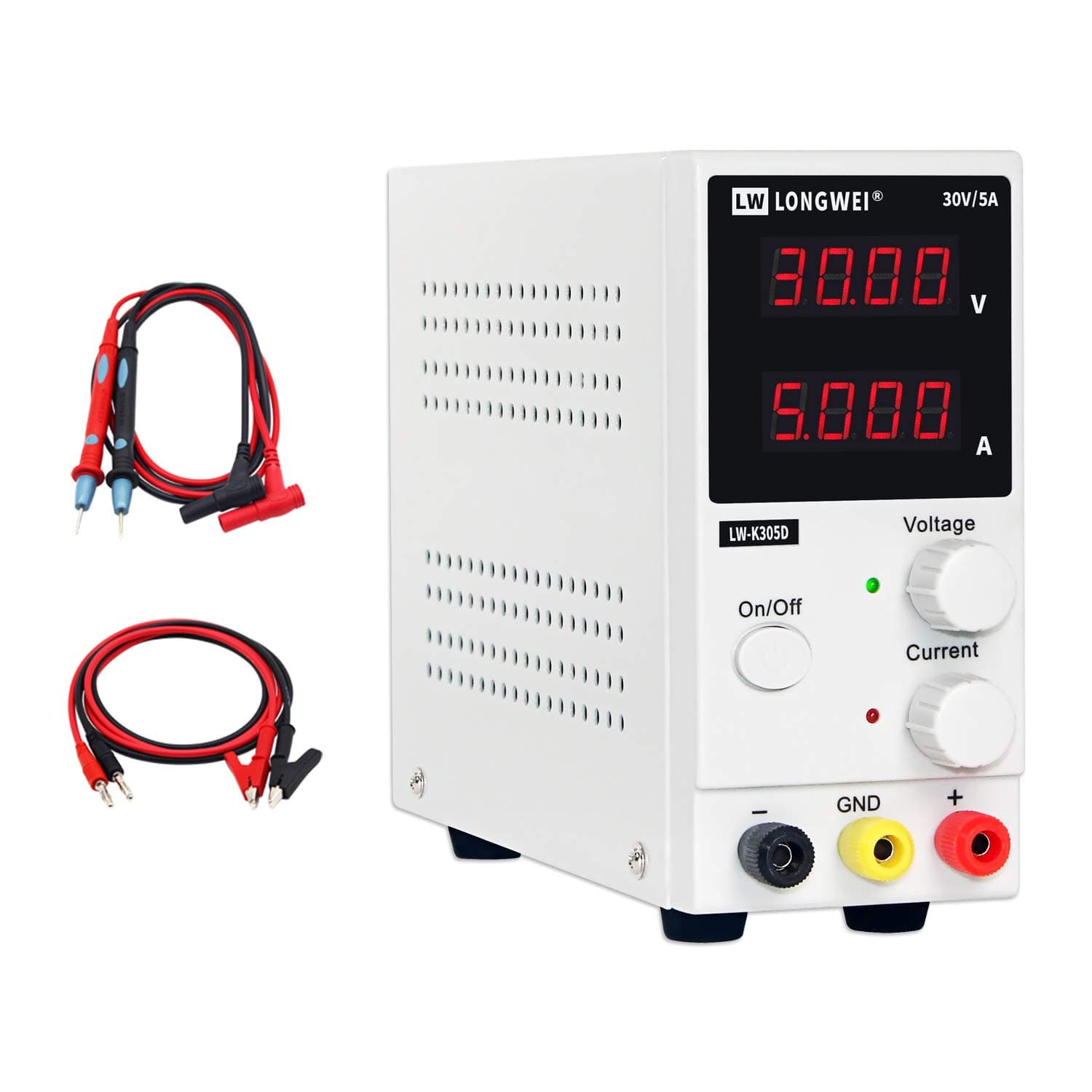 DC Power Supply Variable 30V 5A, 4-Digital LED Display, Precision Adjustable Regulated Switching Power Supply Digital with Alligator Leads UK Power Cord （Precision 00.01V，0.001A）.