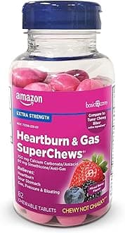 Heartburn & Gas SuperChews Chewable Tablets, Fast-Acting Relief, Mixed Berry, 82 Count (Previously SoundHealth)