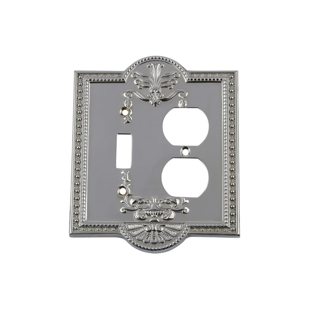 Nostalgic Warehouse 719863 Meadows Switch Plate with Toggle and Outlet, Bright Chrome