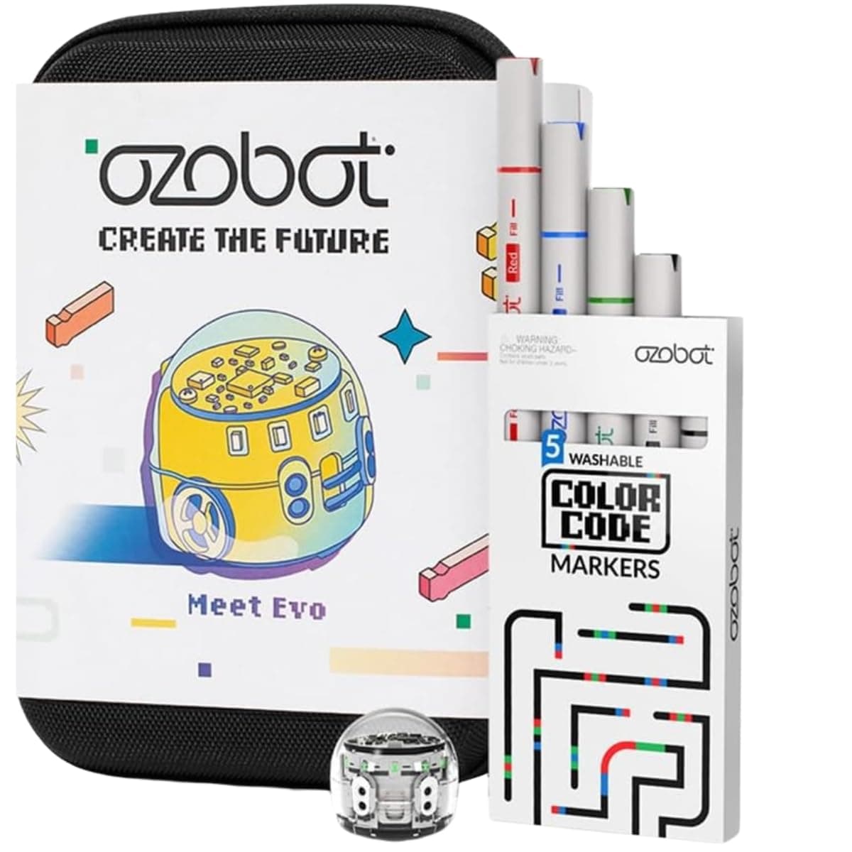 - Evo Entry Kit: Interactive STEM Coding Robot for Kids Ages 5+, Screen-Free Learning with Color Code Markers, Blockly Programming, Includes Charging Cable & Protective Case, Educator Approved