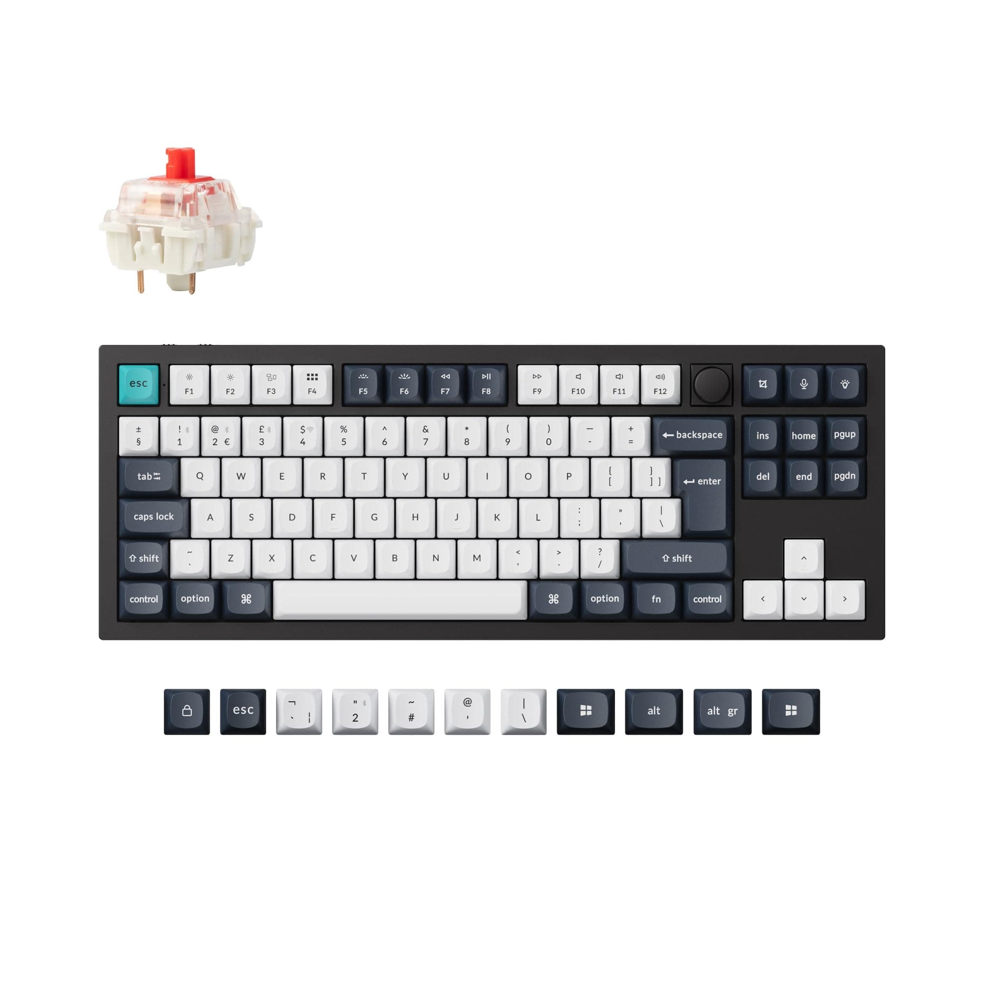 KeychronQ3 Max Wireless Custom Mechanical Keyboard, Full Aluminum Programmable Knob 2.4 GHz Bluetooth TKL Layout RGB with Hot-swappable Gateron Jupiter Red Switch for Mac Windows Linux - UK Layout