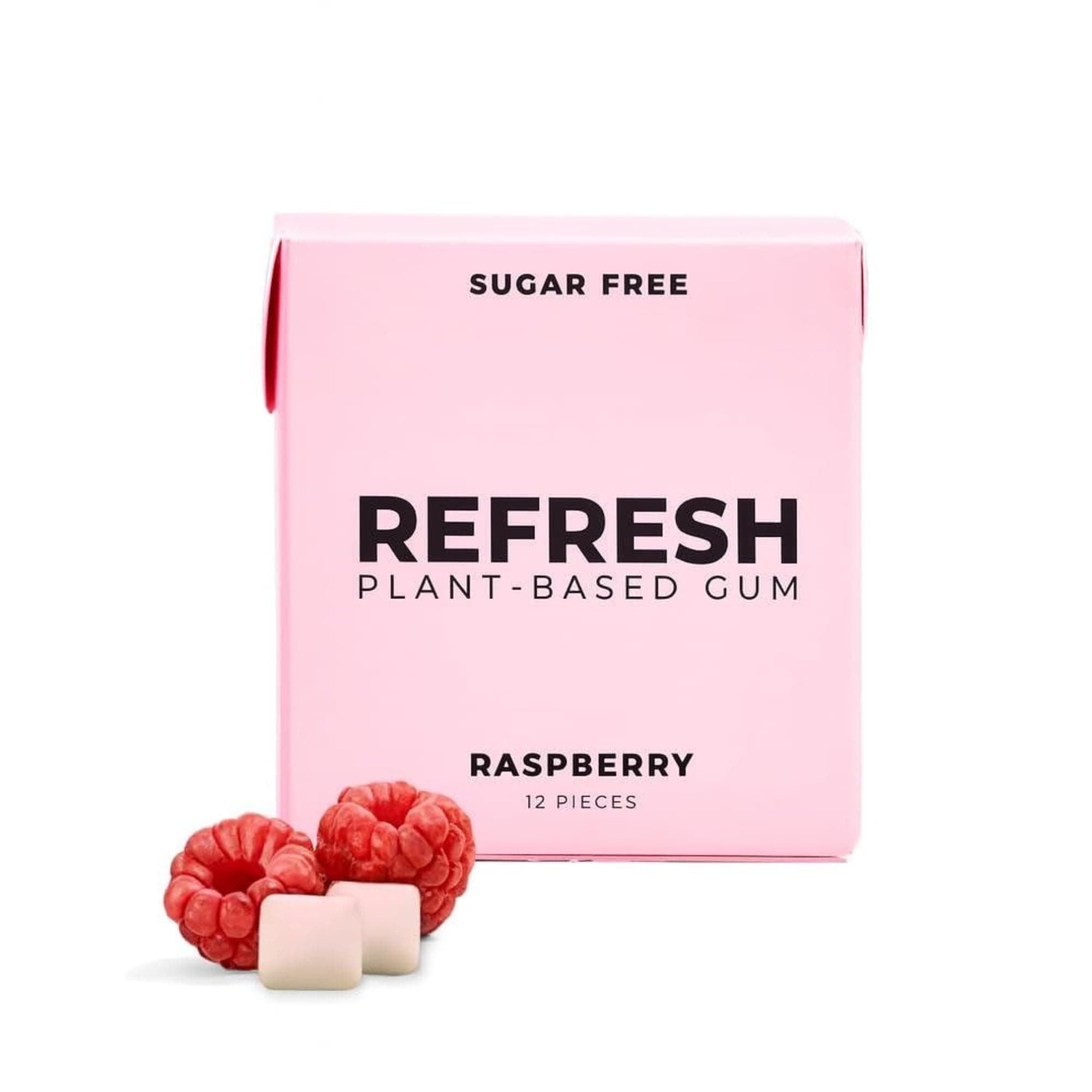 Sugar Free, Natural, Xylitol, Long Lasting Chewing Gum, Natural Flavors, Organic Ingredients, Plastic Free, Non GMO, Gluten Free, Vegan, 1 Pack (12 Count (Pack of 1), Raspberry)