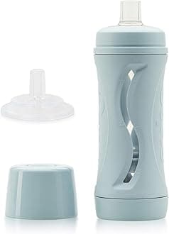 Subo Baby Food Bottle Starter Set | No Mess Baby Toddler Self Feeder | Squeeze Free Design for Purees, Smoothies, Yogurt, Oatmeal, or Thickened Liquids | Reusable Silicone Washable Cup (Duck Egg Blue)