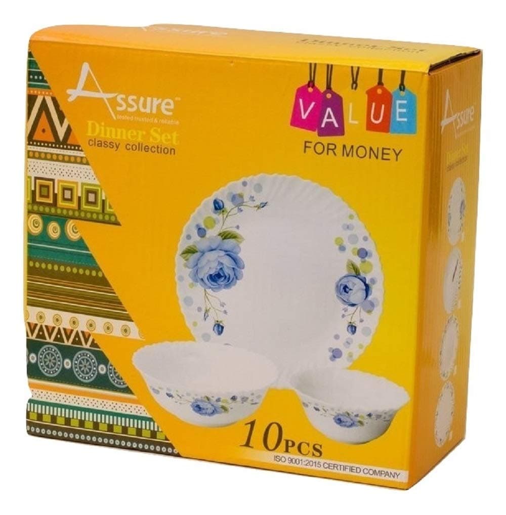 Assure White Opalware 10 Pieces Classy Collection Dinner Set (DINNERSET10PCS_26)