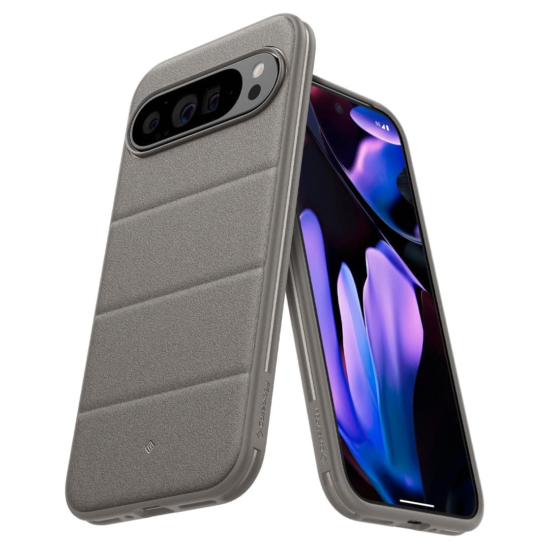 Caseology Athlex for Google Pixel 9 Pro XL Case, [Sandstone Texture for Anti-Scratch] [Military Grade Drop Protection] Side Grip Patterns Case Cover for Google Pixel 9 Pro XL - Active Grey