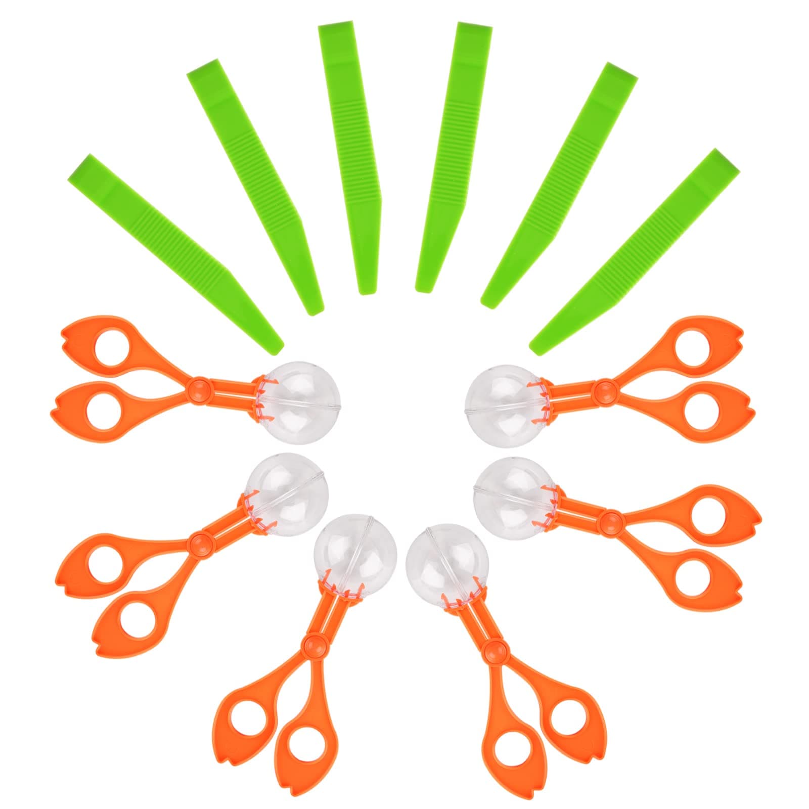 6 Pcs Bug Insect Catcher Scissors Plastic Bug Catcher Set Bug Hunting Collection Tools Orange Insect Handy Scoopers Scissors Green Tweezers Bug Catcher Tongs Kids Outdoor Nature Exploration Kit