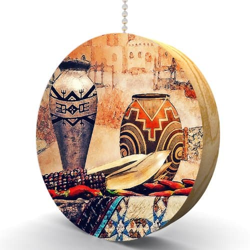 Southwestern Pottery Hardwood Oak Fan/Light Pull